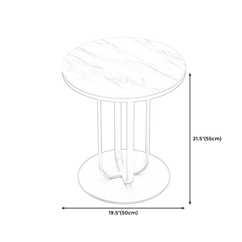 Metal End Table 21.65" Tall Modern Round Pedestal Side Table for Living Room