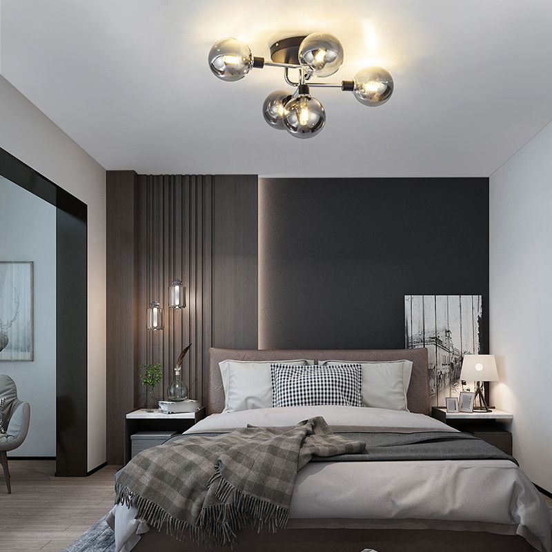 Forma de bola de vidrio al ras del techo de techo moderna luces múltiples iluminación de montaje al ras de color