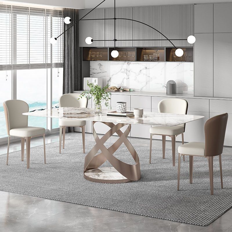 Luxury Sintered Stone Top Dining Set Rectangle 1/4/5/6 Pieces Dining Room Table Set