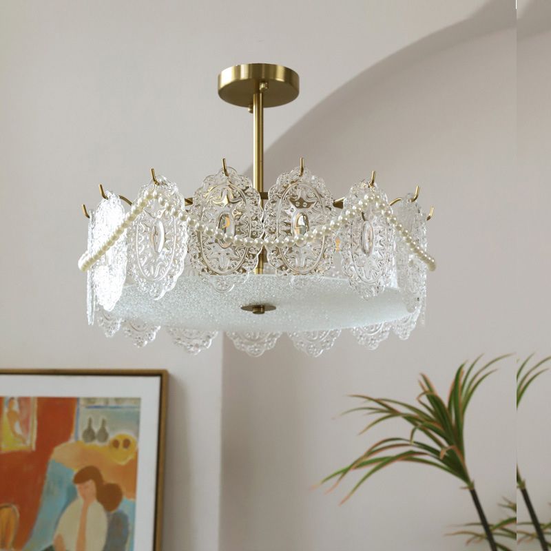 Contemporary Creative Ceiling Lamp Glass Shade Flush Mount Light Fixture