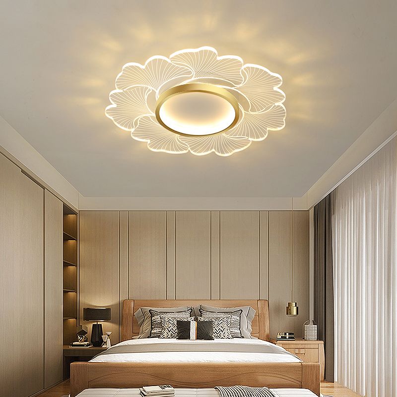 Nordic Style Ceiling Light Fixture Flower-Shaped Flush Mount with Acrylic for Bedroom