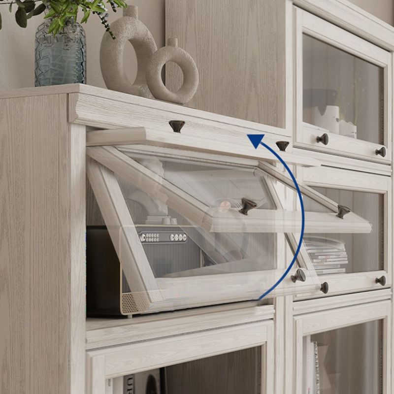 Wooden Standard Bookshelf Contemporary White Bookcase with Doors