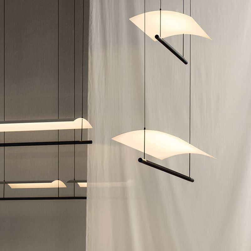 Metal LED Kitchen Island Fixture Contemporary Linear Ceiling Pendant Fixture