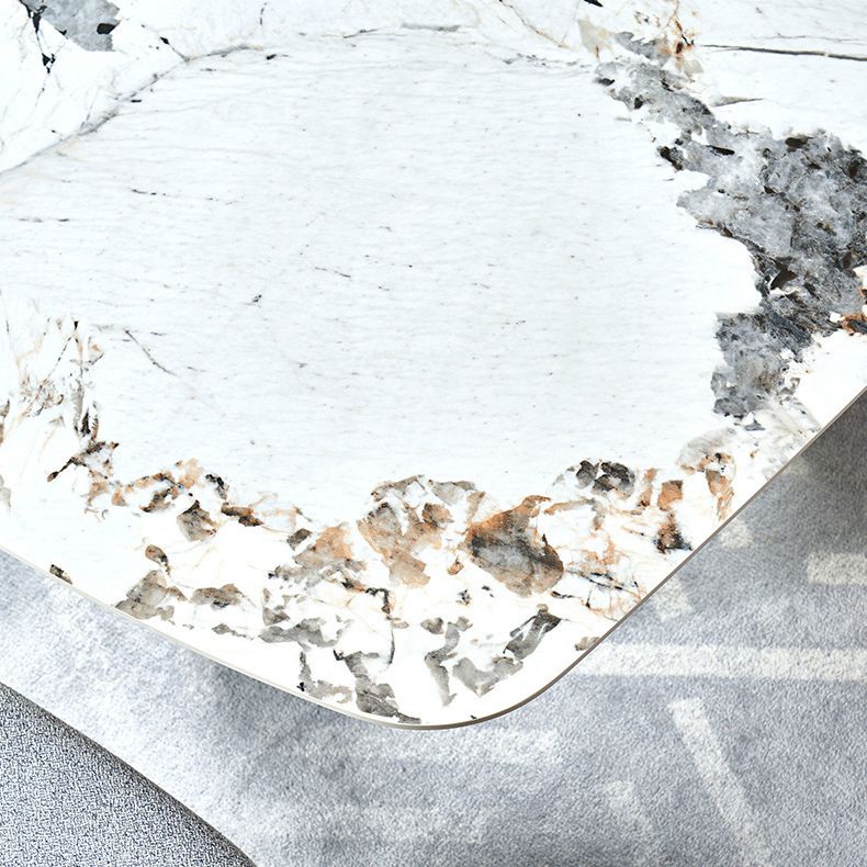 Metal Modern Rectangle Dining Table Sintered Stone Top Table for Home