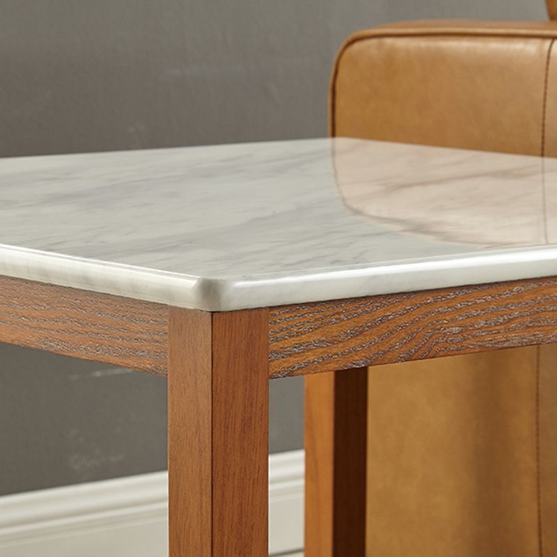 Farmhouse Square Wood Top End Table 4 Legs Sofa Side Table  with Shelves