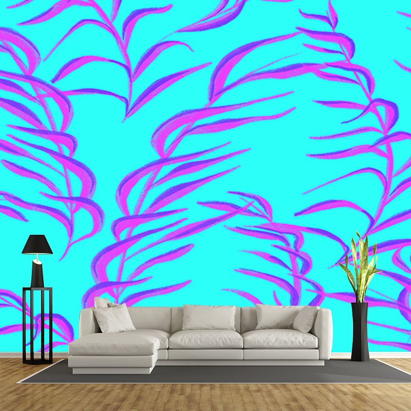 Tropical Plants Mural Wallpaper Moisture Resistant Wall Art for Guest Room Decor, Waterproofing