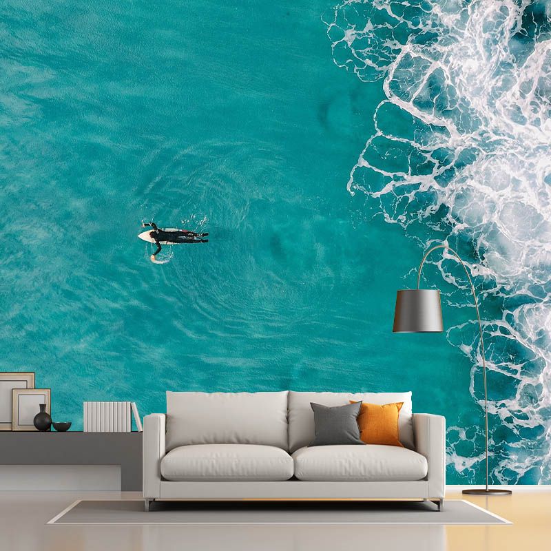 Mildew Resistant Decorative Wallpaper Sea Print Living Room Tropical Photography