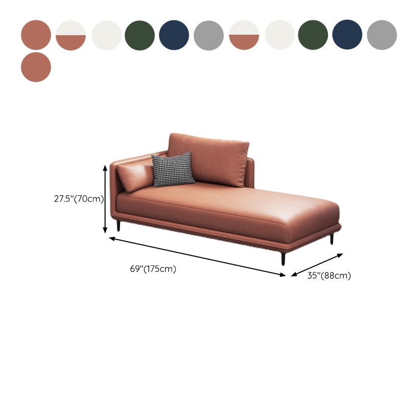 Modern Style Recessed Arms Chaise Living Room Faux Leather Chaise