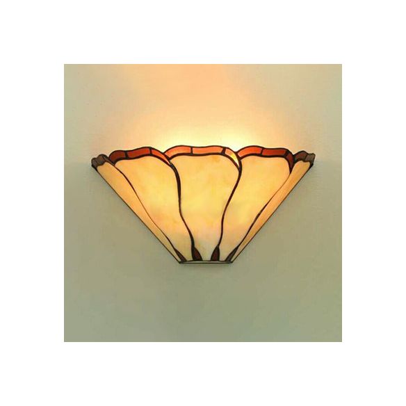 Petal Sconce Light Rustic Tiffany Stained Glass 1 Light Wall Mount Light with Cone Shade