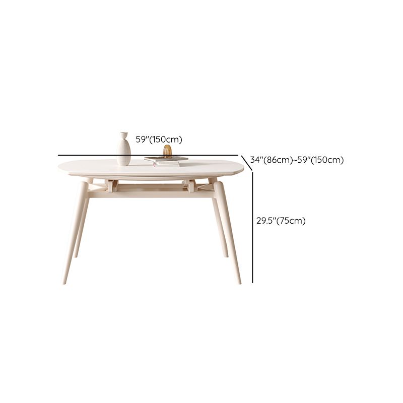 Round Extendable Dining Table Modern White Stone Tabletop with Double Drop Leaf