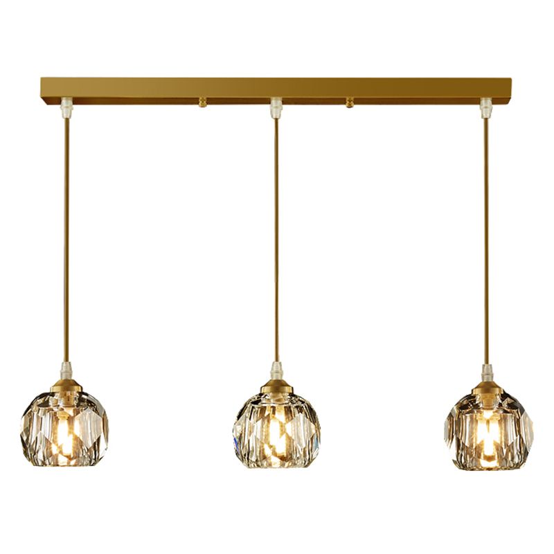 Crystal Geometric Pendant Lighting Fixture Modern LED Gold Suspension Pendant Light