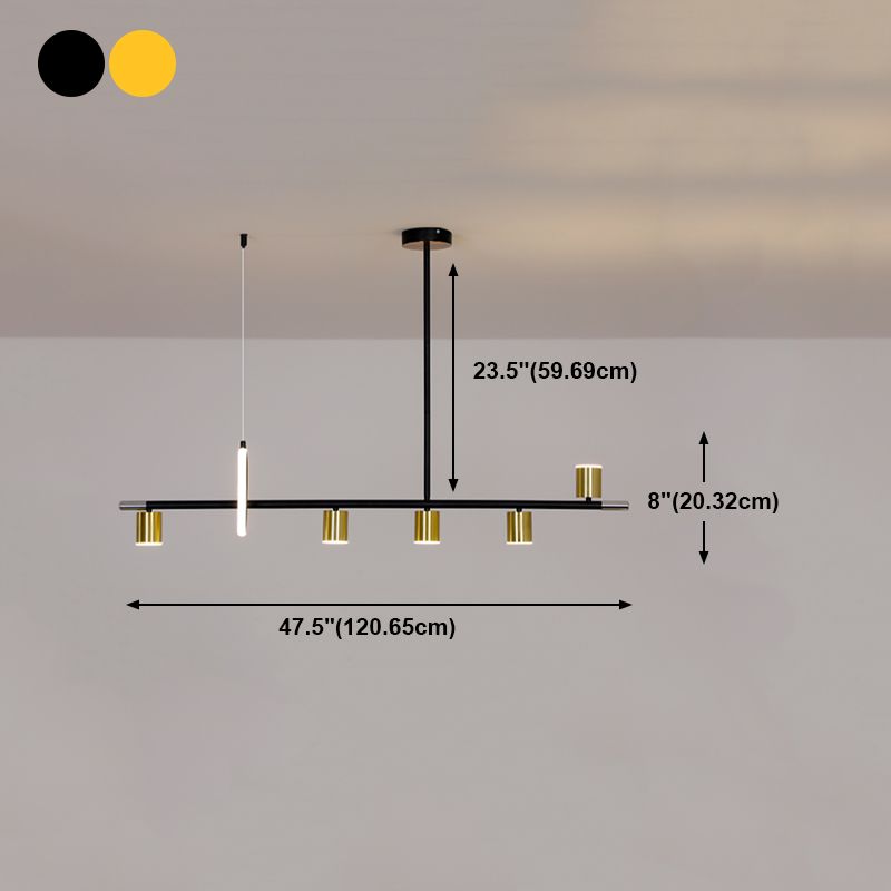 Modern Metal Track Lamp Multi-Head Restaurant Island Lighting Fixtures with Acrylic Shade