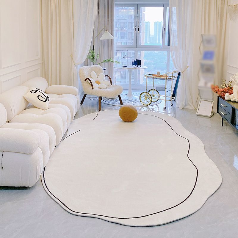 Chic White Area Teppich Polyester Leitungsmuster Fläche Teppich waschbarer Pflege Teppich für Wohnzimmer