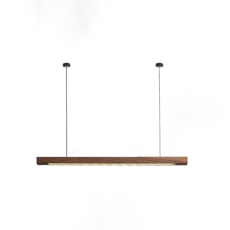 1 Light Linear Island Lighting Modernism Wood Chandelier Light Fixture for Kitchen