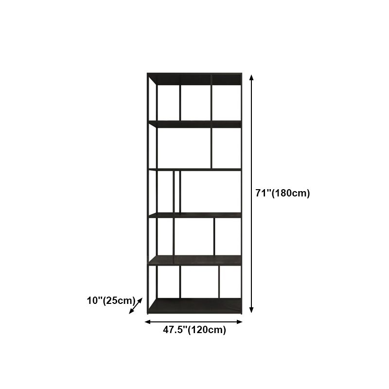 4-Shelf Black Etagere Bücherregal zeitgenössischer offener Eisenrahmen und Regal