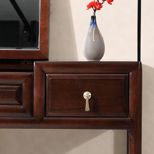 Flip-Top 3 Drawer Solid Wood Vanity Makeup Dressing Table Set