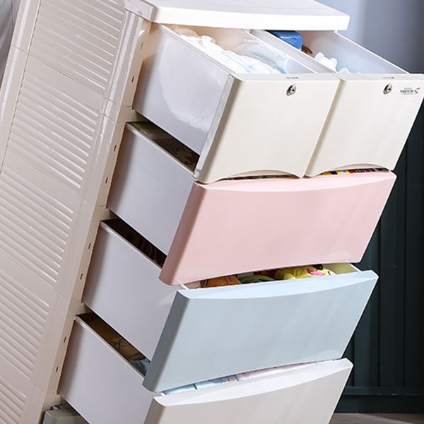 Plastic Polished Finish Storage Cabinet Contemporary Cabinet with Drawers