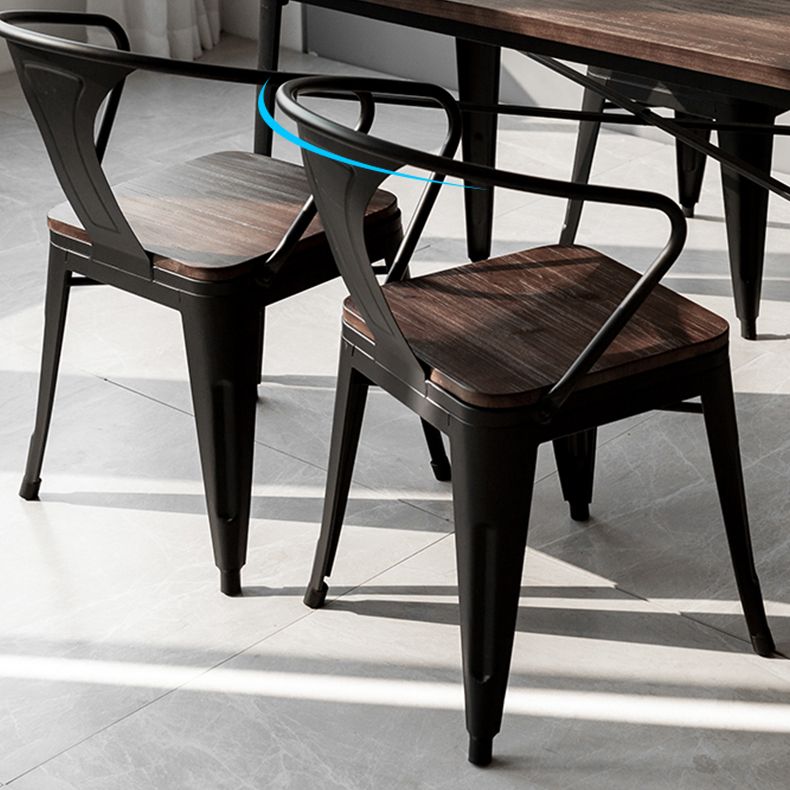 Industrial Dining Table Set with Rectangle Top and Black Base Kitchen Furniture