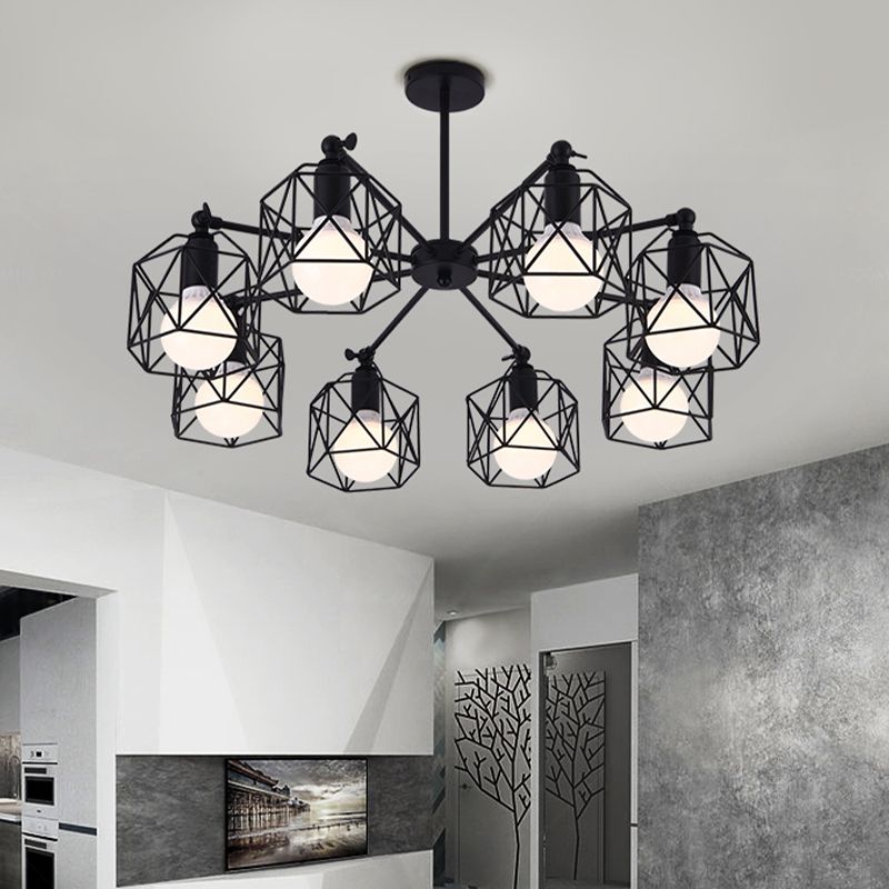 Nordic Style Ceiling Light Iron Frame Shape Adjustable Ceiling Lamp for Bedroom