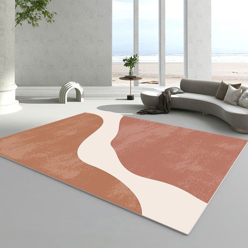 Alfombra nórdica marrón oscuro pieza de color poliéster alfombra de alfombra interior resistente para manchas para sala de estar