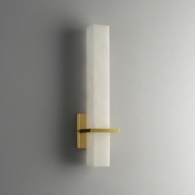White Rectangle LED Wall Sconce Minimalistic Marble Wall Mounted Light for Aisle
