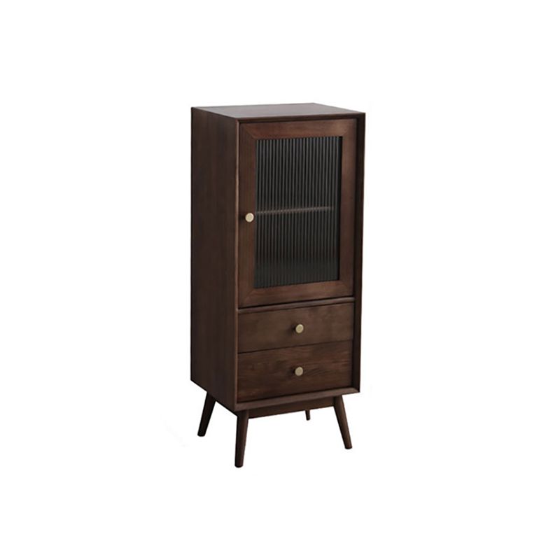 Glass Paned Accent Cabinet Modern Style 1-Door Chest with Drawers