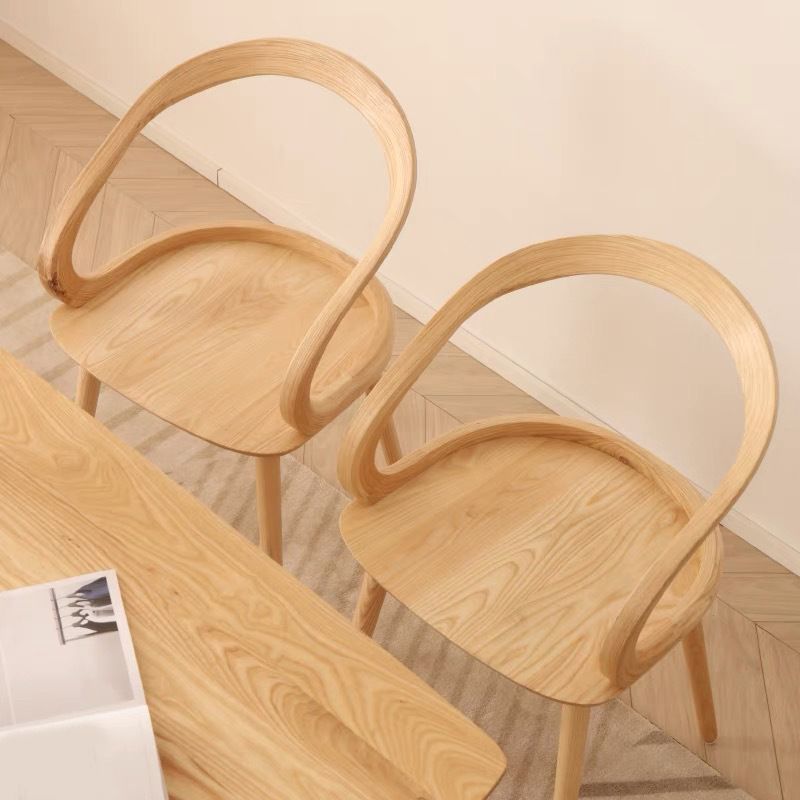 Traditional Arm Chair Open Back Wood Dining Room Chair for Kitchen