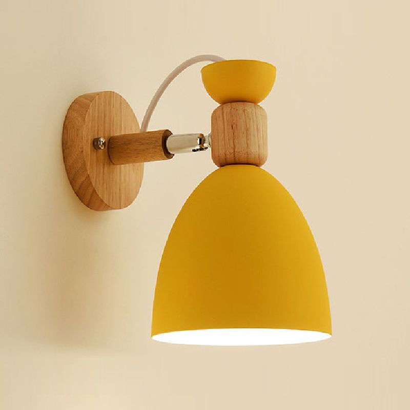 Macaron Cone Shape Wall Sconce Metal 1 Light Sconces for Bedroom