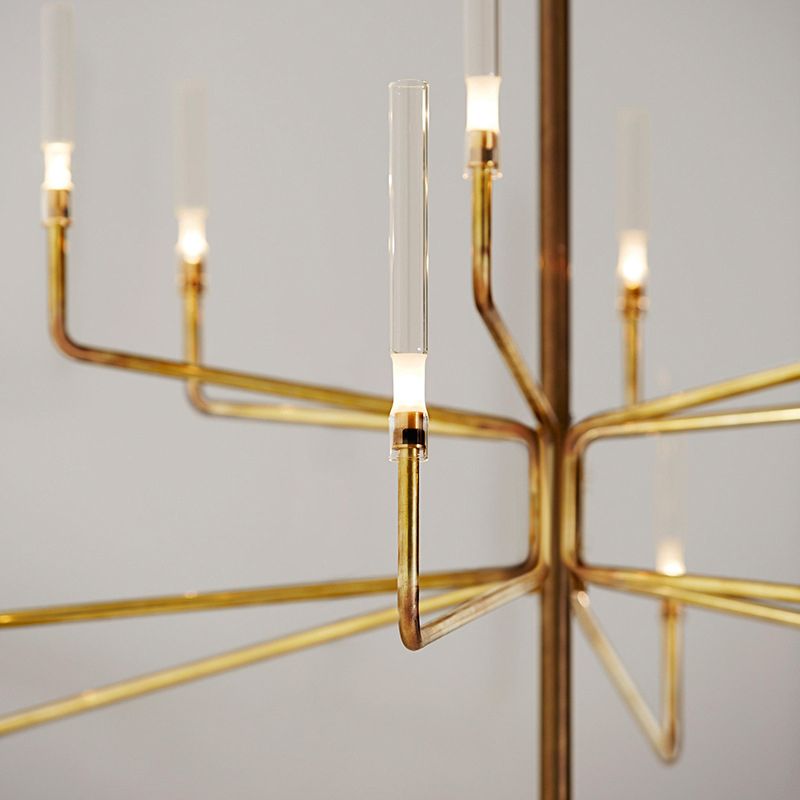 Luz de colgante de metal dorado a mediados del siglo de mediados de siglo CLINDRICA Clear Sombra de lámpara de lámpara de lámpara para sala de estar