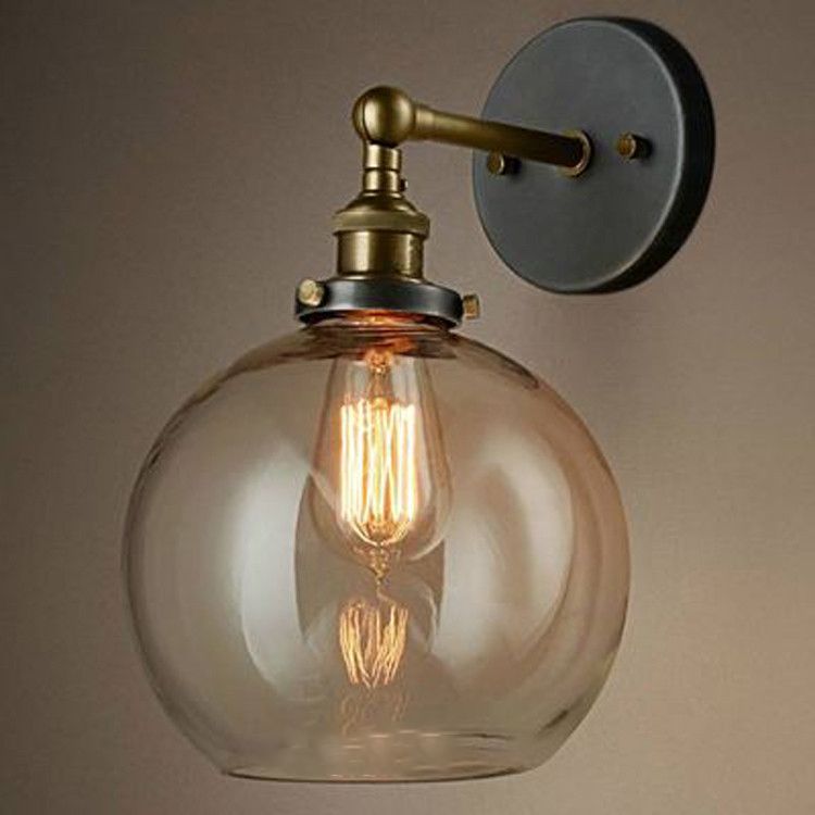 Indoor 1 Bulb Down Light Wandleuchten, industrielle klare Glasleuchte Leuchte