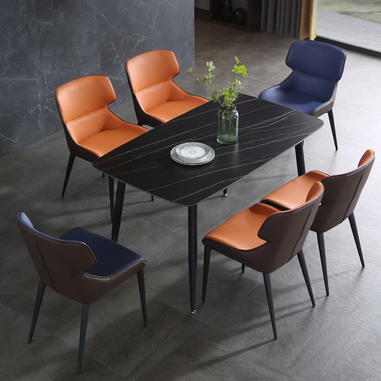 Les chaises contemporaines de salle à manger en métal ont tapissé la chaise de salle à manger de tissu de toile pour l'usage d'intérieur