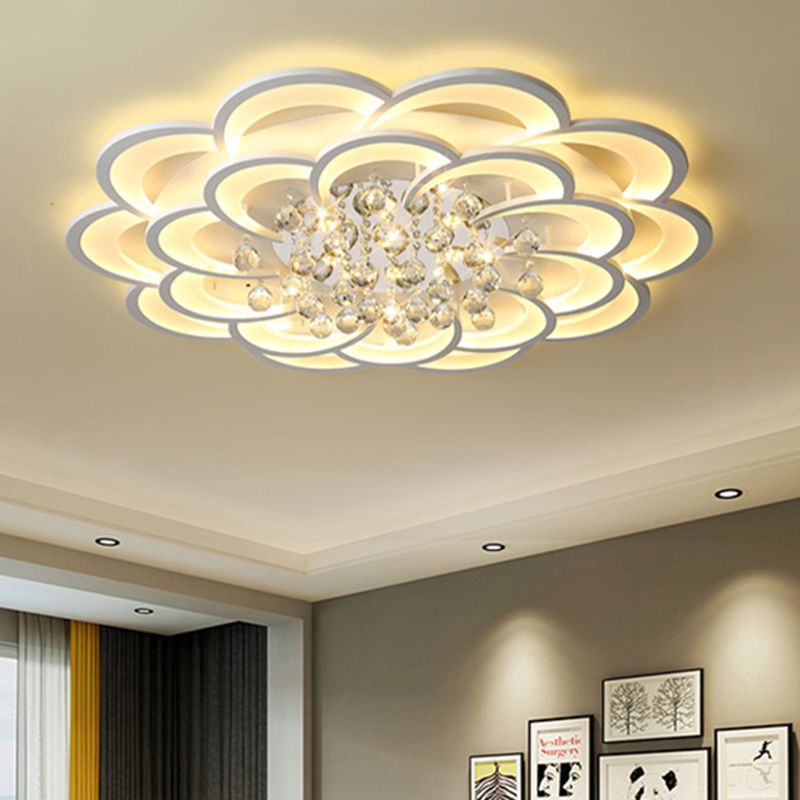 Acrylic Flower LED Flush Mount Modern 20.5"/27"/31.5" Wide Ceiling Light Fixture in Warm/White Light for Living Room