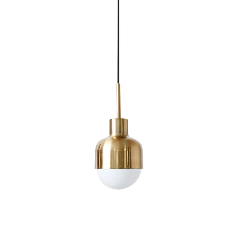 Minimalist Shaded Ceiling Pendant Light Metal Bedroom Hanging Light Fixture in Brass