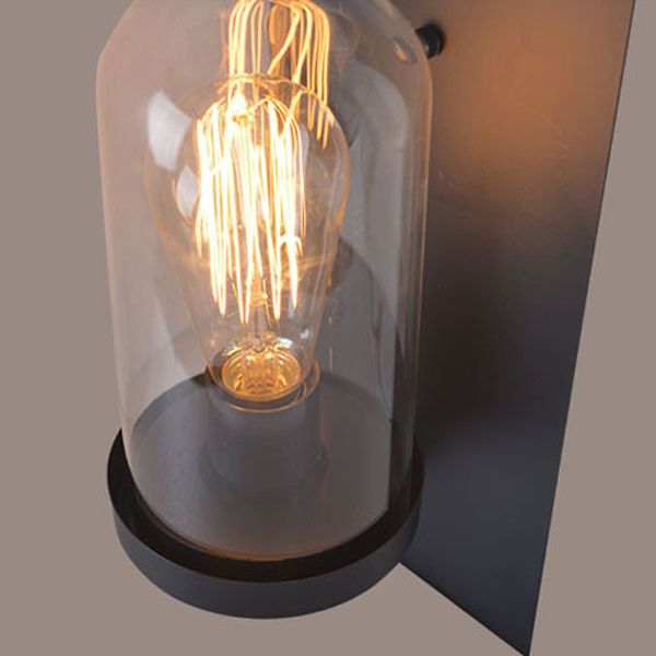 Industrial Metal Wall Sconce Cylinder Shape Wall Light with Glass Shade for Courtyard