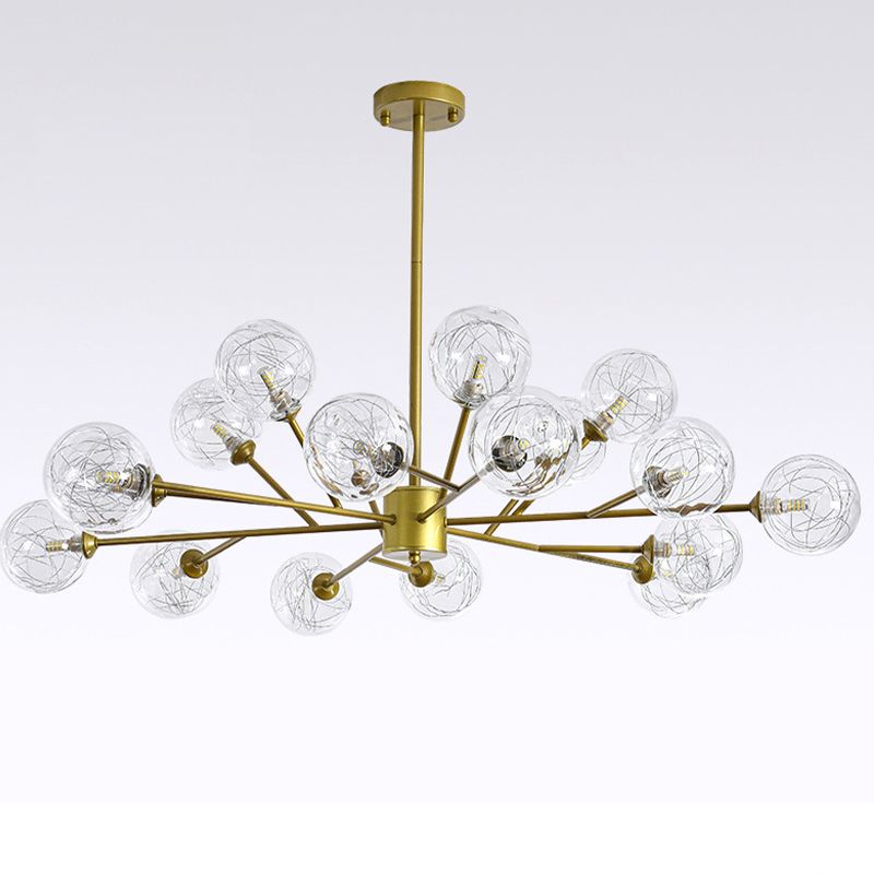 Fireflies Style Chandelier Lamp Globe Glass Shade Modern Style Metal Suspended Lamp