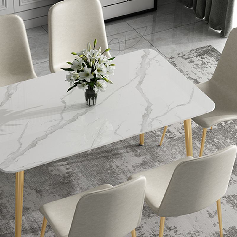 Glossy White Glam Dinette Table Set 1/2/5/7 Pieces Dining Set with Leather Chairs