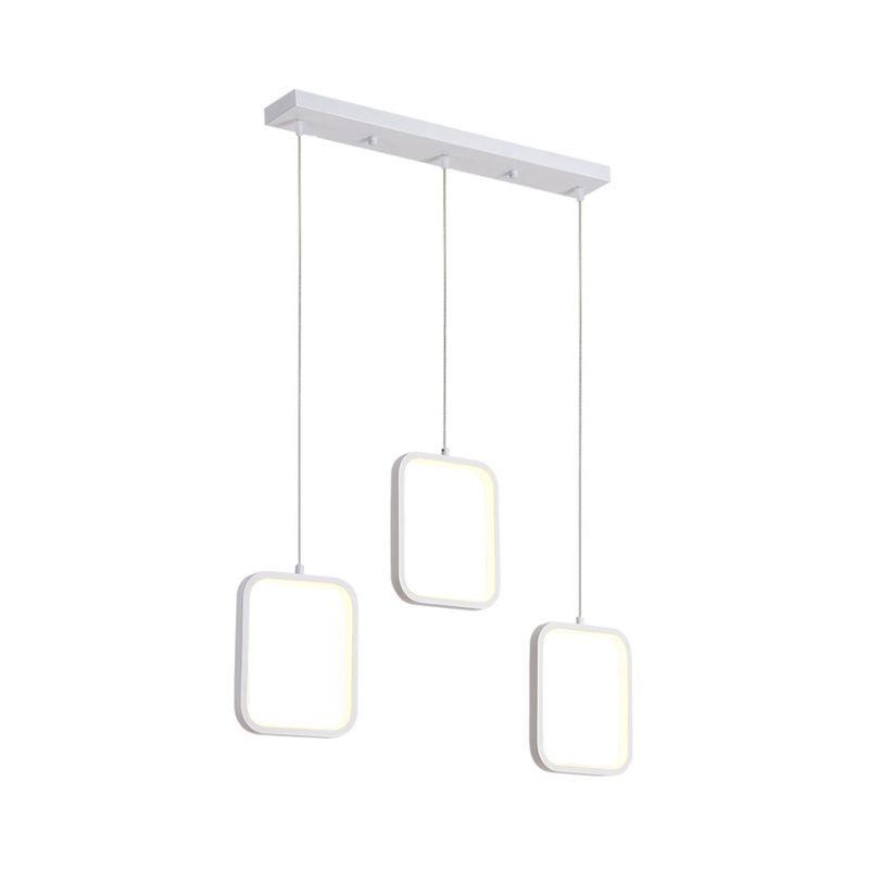 Square/Circle Cluster Pendant Modernism Acrylic 3 Lights Black/White Pendant Ceiling Light in Warm/White Light with Round/Linear Canopy