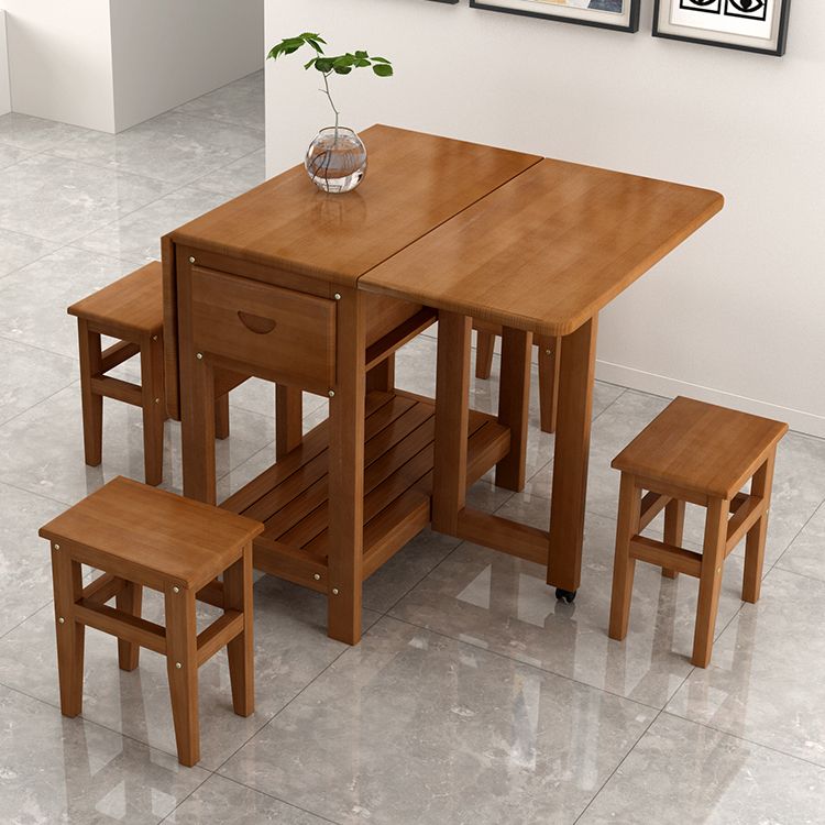Brown Modern Rectangle Wooden Dining Room Table for Small Space