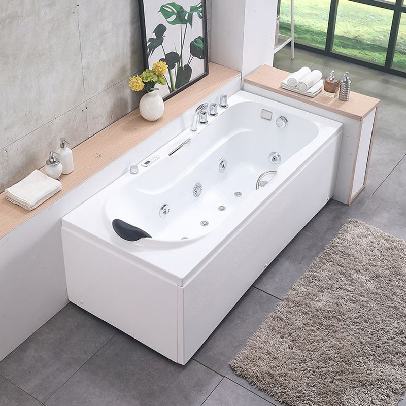 Modern Acrylic Rectangular Bathroom Bathtub with Drain White Tub
