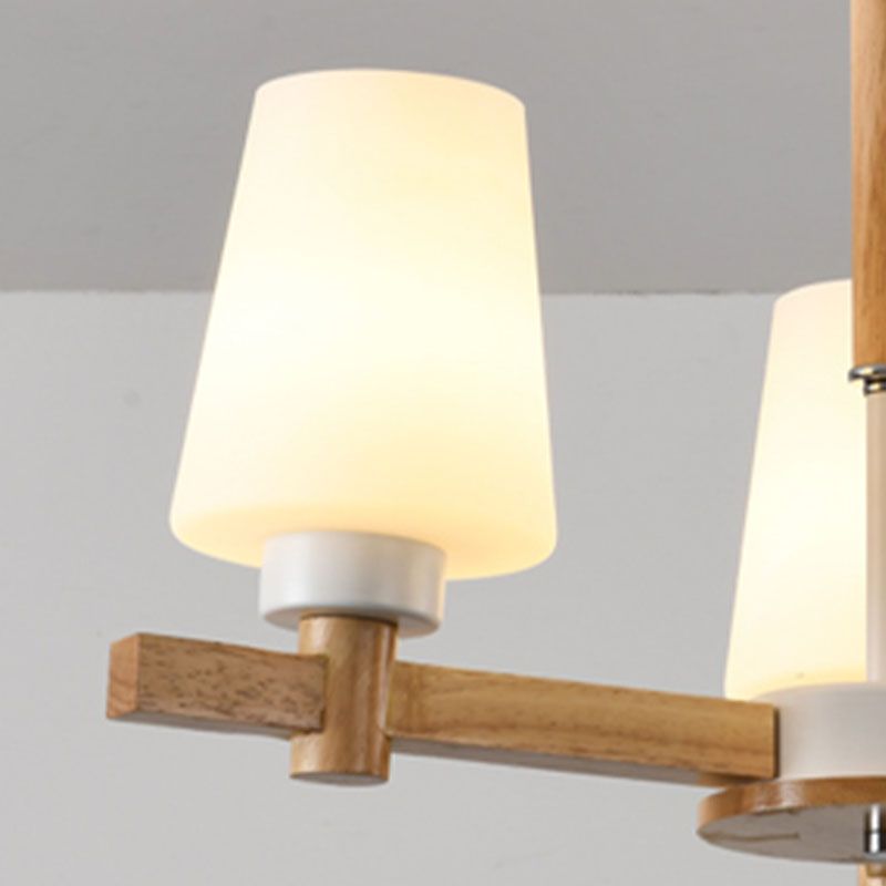 Hölzerne Anhänger Kronleuchter Decke hängende Licht mit Glasform Licht für den Salon