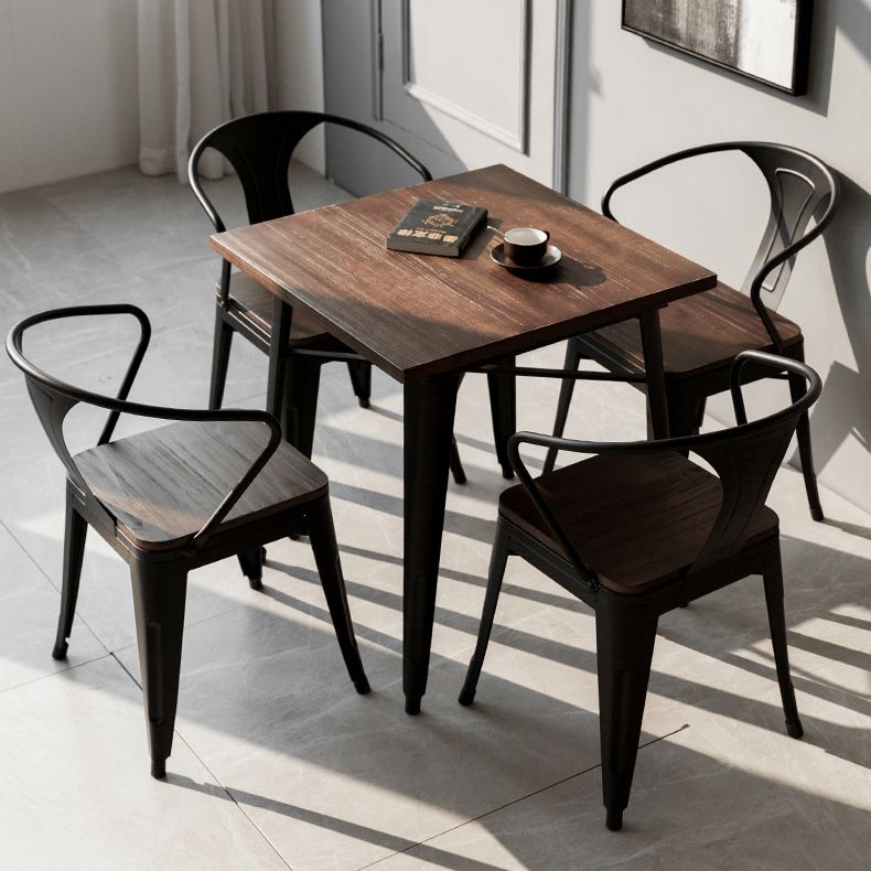 Industrial 4 Legs Pedestal Dining Table Pine Table for Dining Room