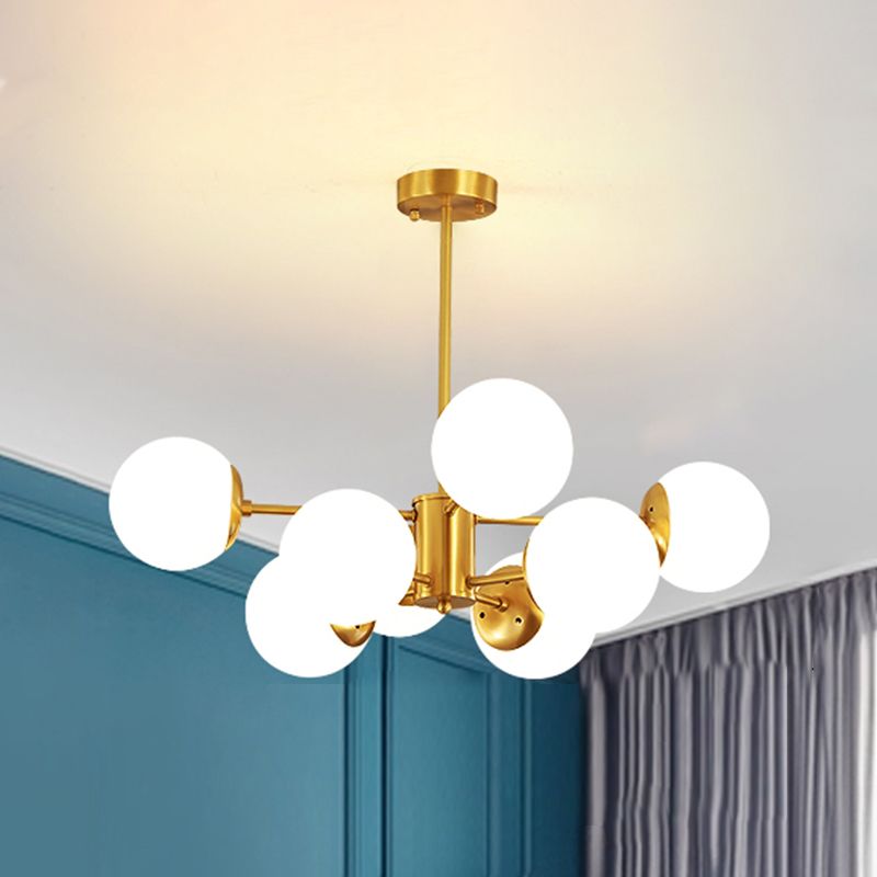 Modern Chandelier Light Fixtures Multi-Head Living Room Hanging Pendant Lamps with Glass Shade