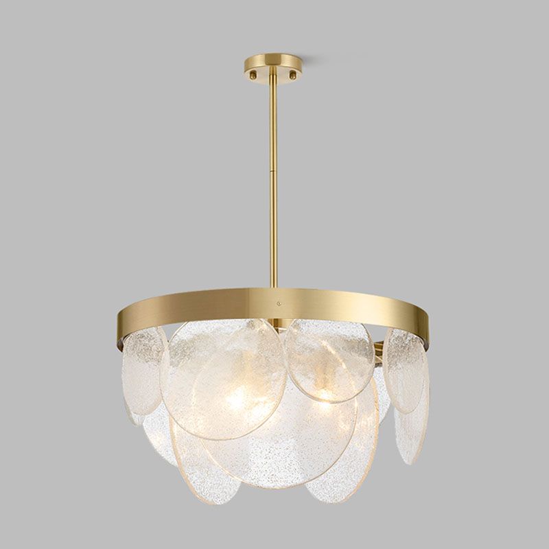 Modern Style Chandelier Light Fixture Round Shape Clear Glass Hanging Light