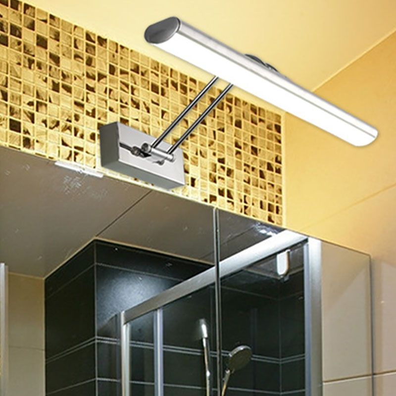 Linear Modern Style Vanity Light Metal 1-Light LED Mirror Light for Bathroom in Silver