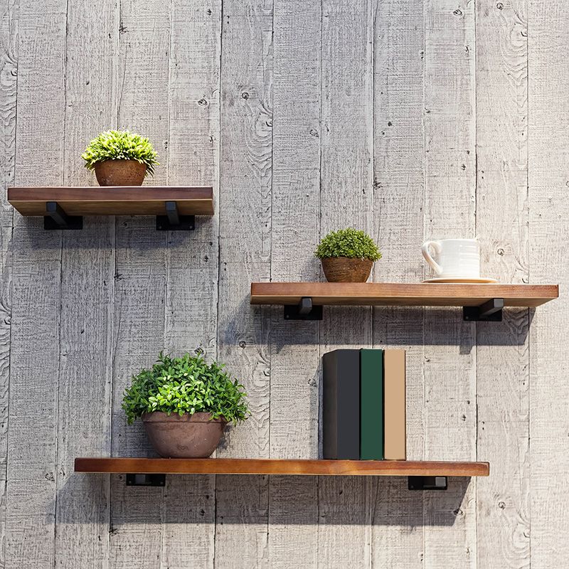 Modern Natural Bookcase Solid Wood Wall Mounted Bookshelf for Home Office