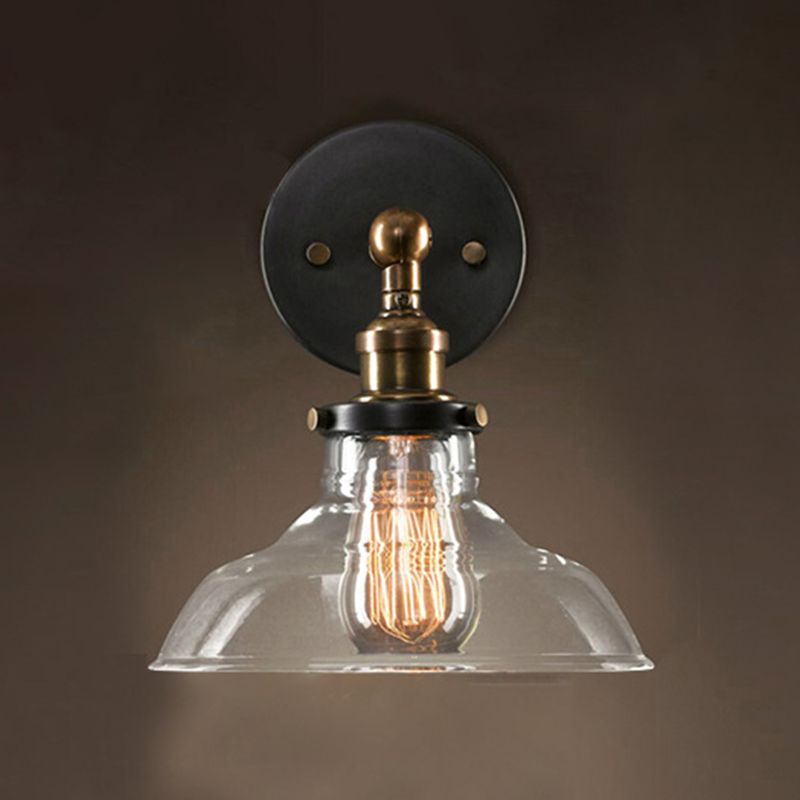 Geometrische Schatten Wandleuchte Industrial Style 1 Lichtglas Wandbeleuchtung in Schwarz