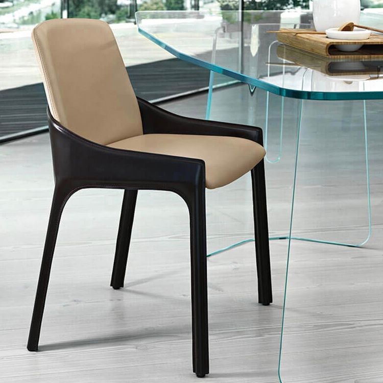 Silla de comedor de metal contemporáneo, sillas de comedor de piel sintética para uso doméstico