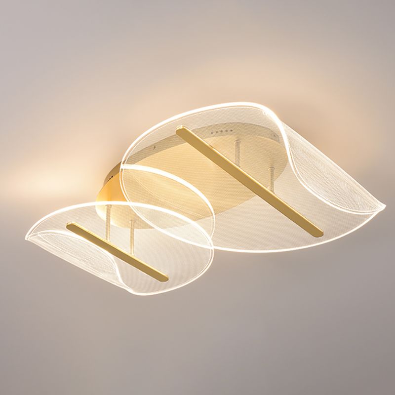 Acrylic Shaded Ceiling Light Fixture Simplicity LED Ceiling Flush Mount in Gold