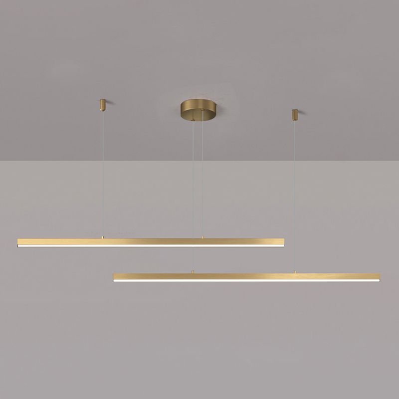 Gold Aluminum Island Lamps Linear Restaurant LED Pendant Lights with Acrylic Shade