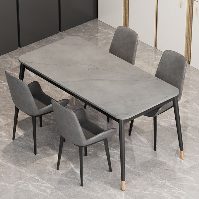 Medieval Modern Stone Dining Table with 4 Legs Pedestal Table for Dining Room
